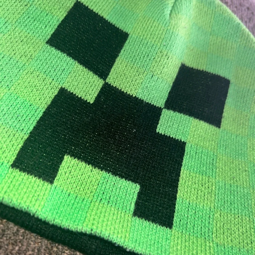 🍀Minecraft- Green‎ Creeper Beanie EUC